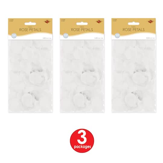 Beistle 2.25" White Fabric Rose Petal Packs, 3ct.